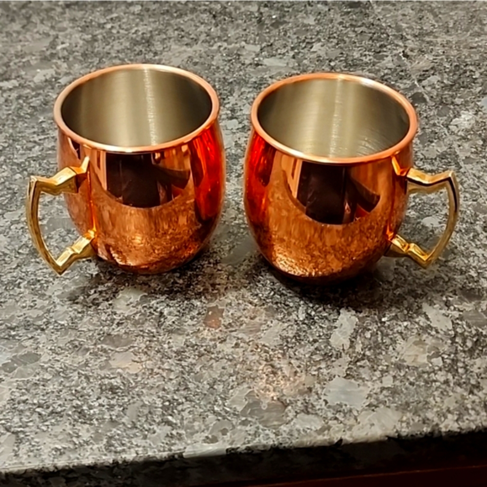 Copper Moscow Mule Mugs with Gold Handles